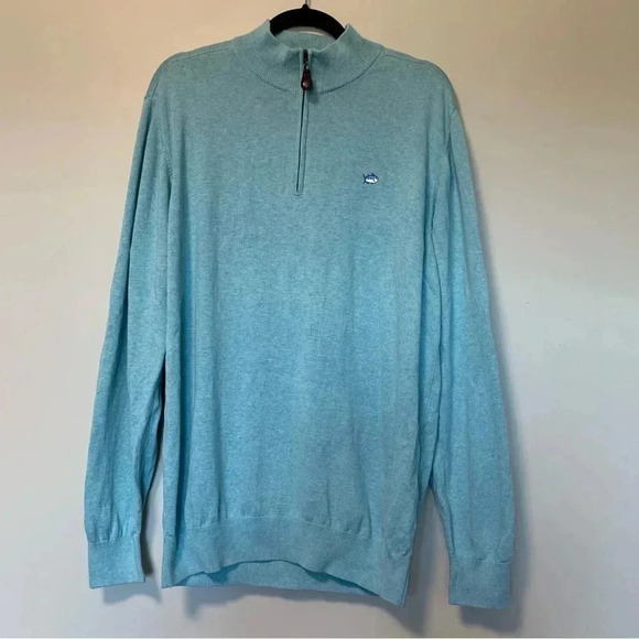 NWT Southern Tide  blue quarter zip cotton sweater - Picture 1 of 8